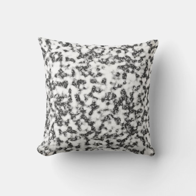 Marble White and Black Throw Pillow (Front)