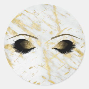 Marble White Gold Makeup Eyelashes Beauty Party Classic Round Sticker