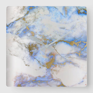 Marble White Grey Saphire Blue Graphite Carrara Square Wall Clock