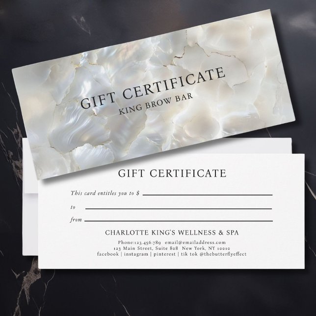 MARBLE WHITE-SILVER SALON GIFT CERTIFICATE (MARBEL WHITE-SILVER SALON GIFT CERTIFICATE. Customer specific with your name.)