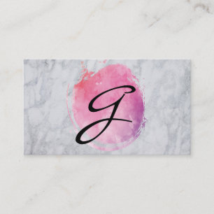 Marble with Artistic Brushed Monogram Business Card