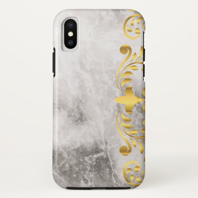 marble with gold floral pattern Case-Mate iPhone case (Back)