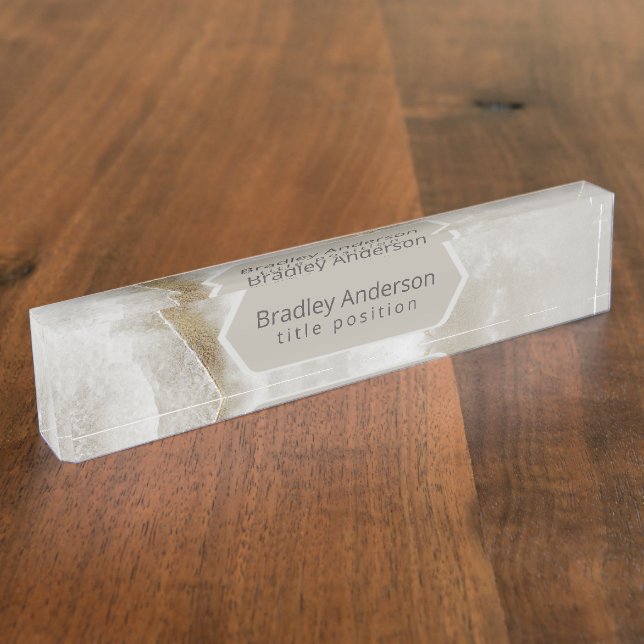 Marble With Gold Glitter Nameplate (Side)