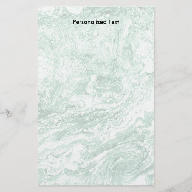Marbled Abstract Design | Green White Stationery (Front)
