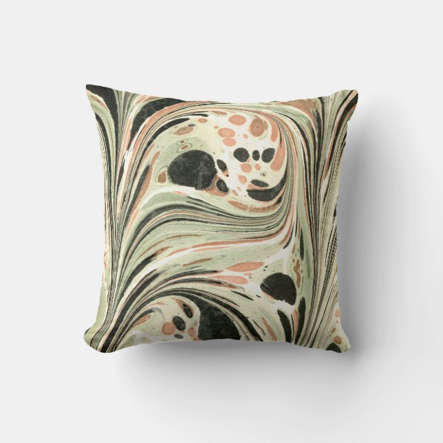 Marbled Abstract Design | Peach Green Cushion (Front)