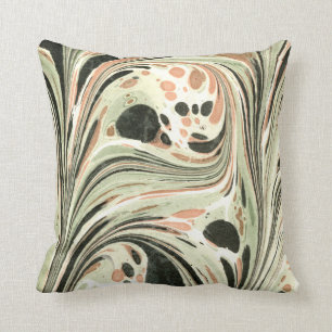 Marbled Abstract Design Peach Green Cushion