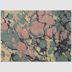 Marbled Abstract Design   Pink Green Yellow Tissue Paper