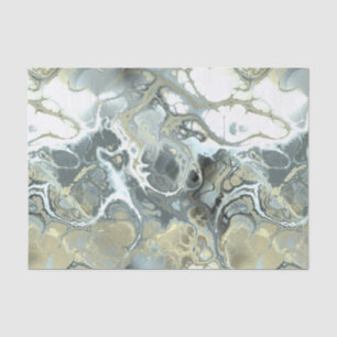 Marbled Abstract in Blue, White and Beige Tissue Paper