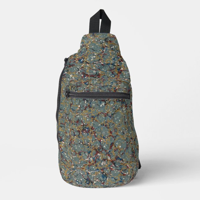 Marbled Abstract Painting Sling Bag (Front)