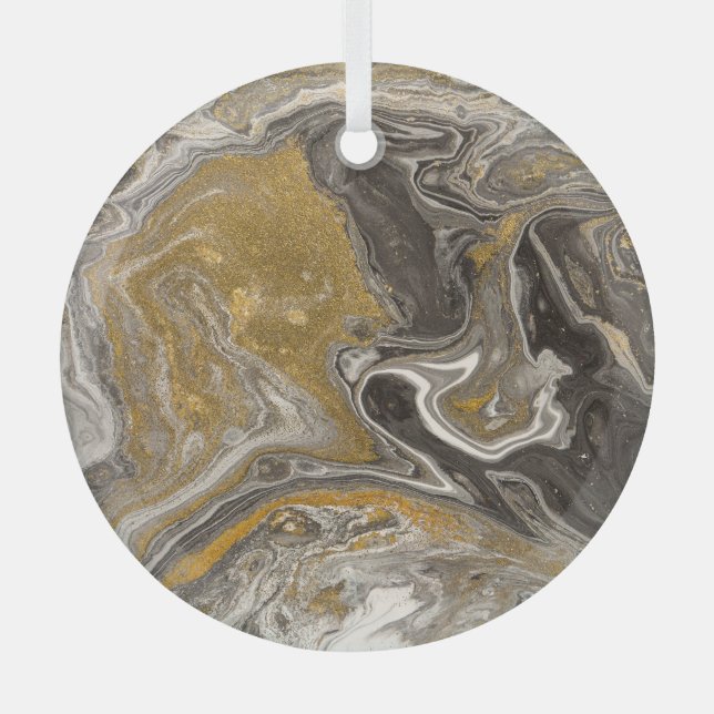 Marbled acrylic, nature-inspired texture. glass tree decoration (Front)