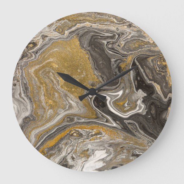 Marbled acrylic, nature-inspired texture. large clock (Front)