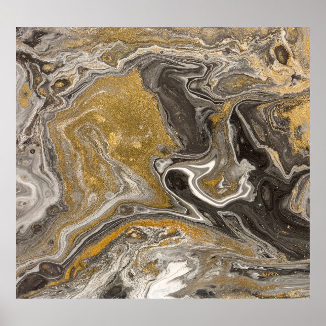 Marbled acrylic, nature-inspired texture. poster (Front)
