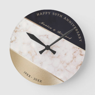 Marbled And Glitter Round Clock