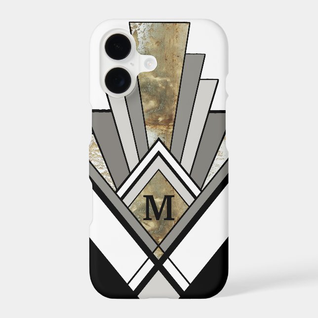 Marbled Art Deco Geometric with Custom Monogram (Back)