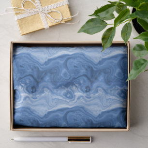 Marbled Azure Cobalt Blue White Agate Art Pattern Tissue Paper