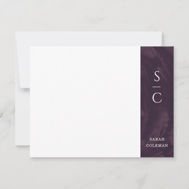 Marbled Band Stationery Note Card - Purple (Front)