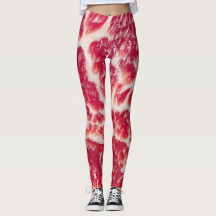 Marbled Beef Steak Texture Closeup Leggings
