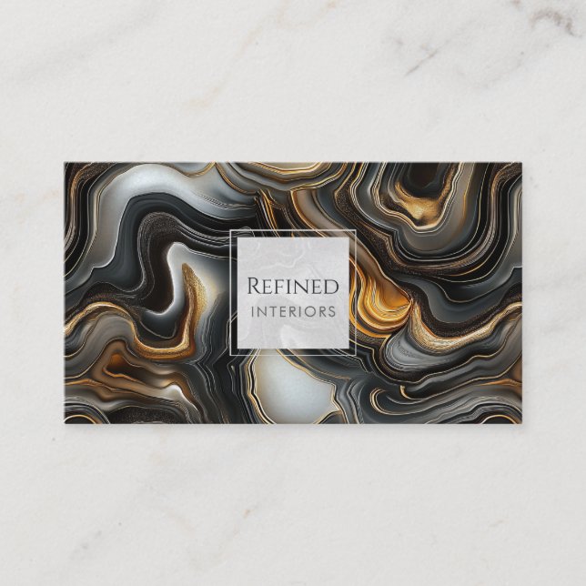 Marbled Black Agate Business Card (Front)