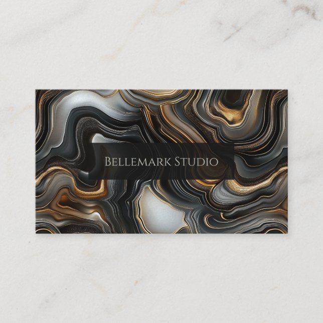 Marbled Black Agate Business Card (Front)