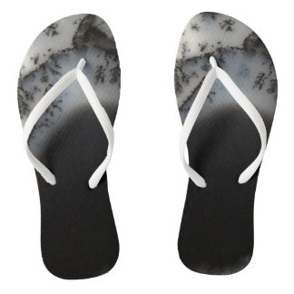 Marbled Black Agate, Cool Natural Stone Unique Jandals