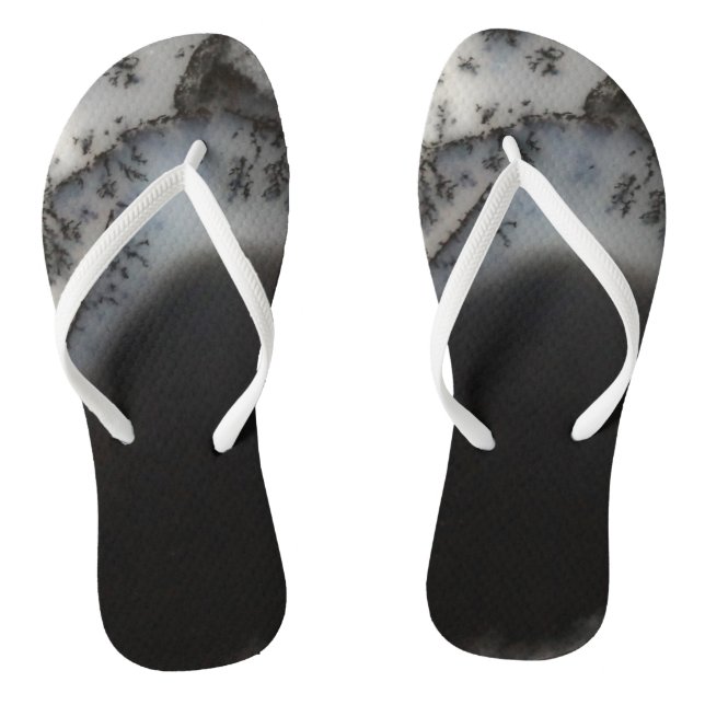 Marbled Black Agate, Cool Natural Stone Unique Jandals (Footbed)