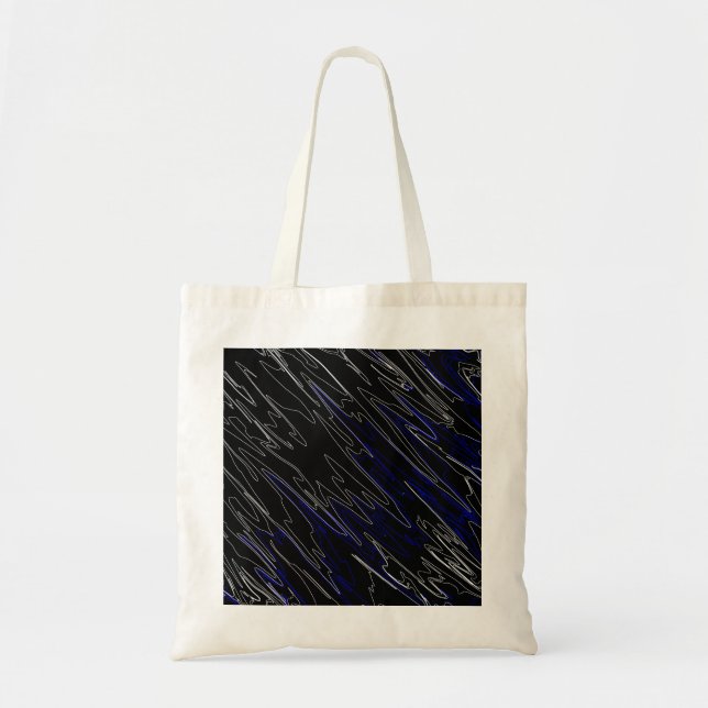 Marbled Black Blue Tote Bag (Front)