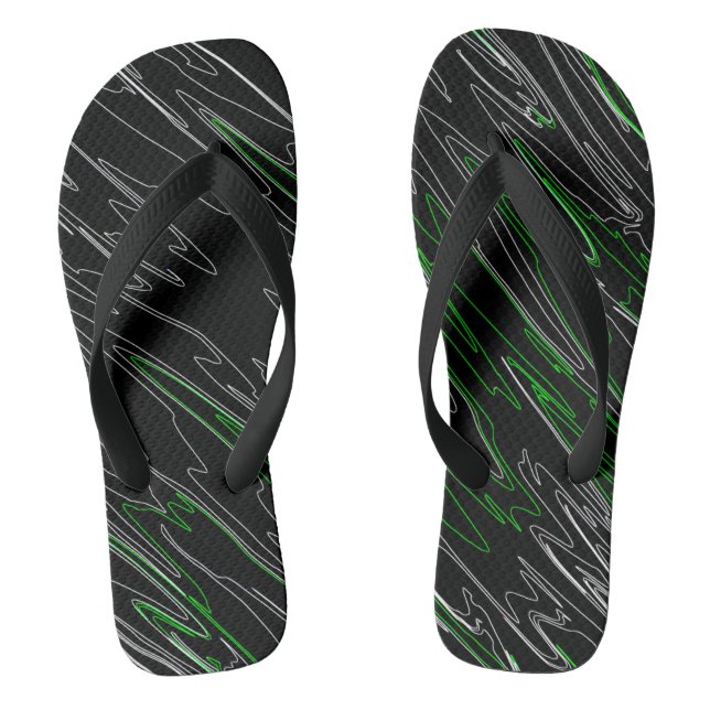 Marbled Black Green Jandals (Footbed)