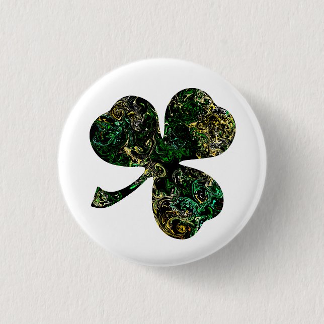 Marbled Black Shamrock 3 Cm Round Badge (Front)