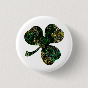 Marbled Black Shamrock 3 Cm Round Badge