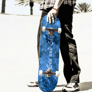 Marbled Blue Abstract Sea and Sky Skateboard