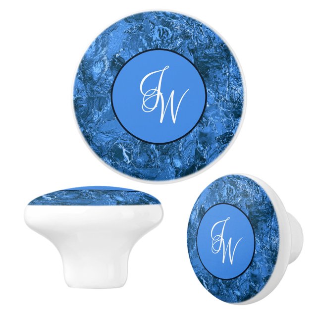 Marbled Blue Entwined Initials  Ceramic Knob (Creator Uploaded)