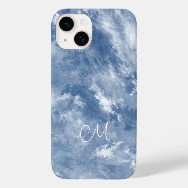 Marbled Blue White Abstract Sky personalised Case-Mate iPhone Case (Back)