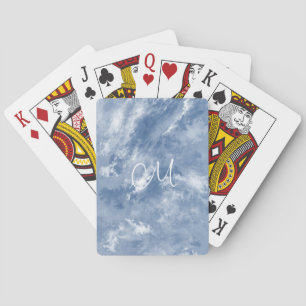 Marbled Blue White Abstract Sky personalised Playing Cards