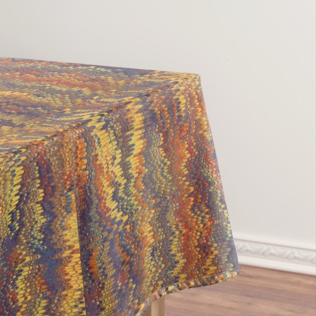 Marbled Book Endpaper Yellow Orange Blue Violet Tablecloth (In Situ)
