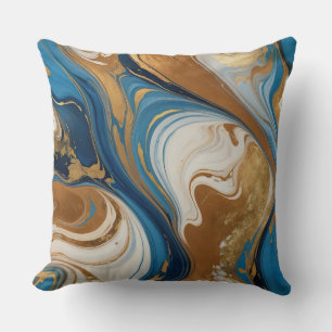 Marbled Copper Blue and beige Cushion
