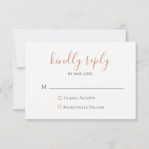 Marbled Copper Navy Blue Wedding RSVP Card