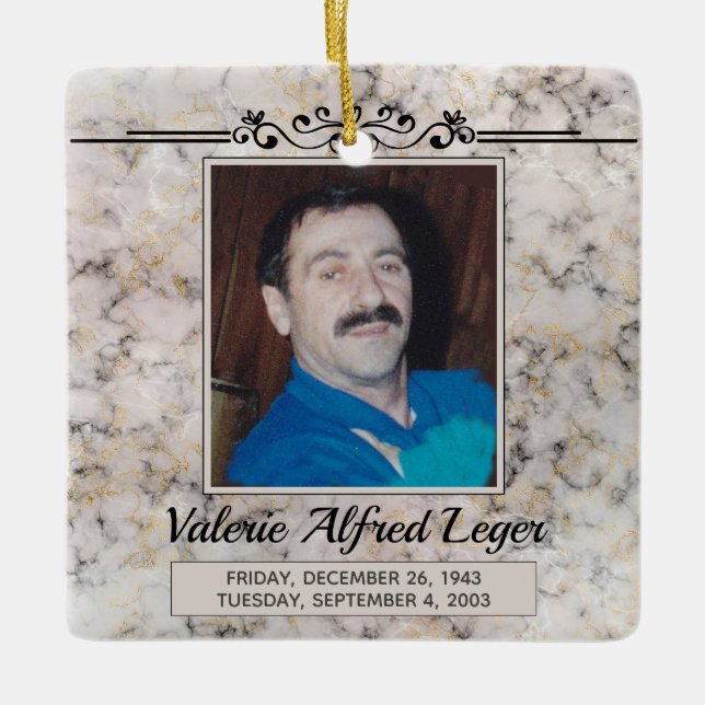 Marbled Custom Memorial Keepsakes Ceramic Ornament (Front)