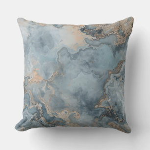 Marbled Dusty Blue Grey Tan Contemporary Cushion