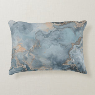 Marbled Dusty Blue Grey Tan Contemporary Decorative Cushion