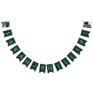 Marbled Engagement Party Bunting Banner - Green