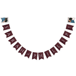 Marbled Engagement Party Bunting Banner - Red