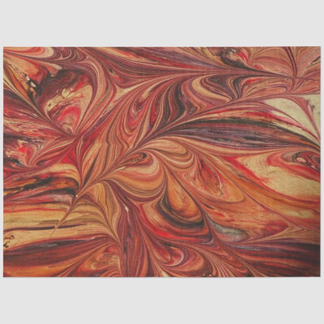 Marbled Fractal Abstract Orange Decoupage  Tissue Paper (Front)