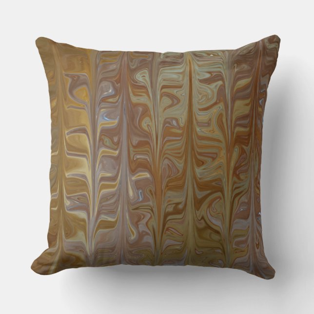 Marbled Golden Wet Cedar Art Pattern Pillow (Front)