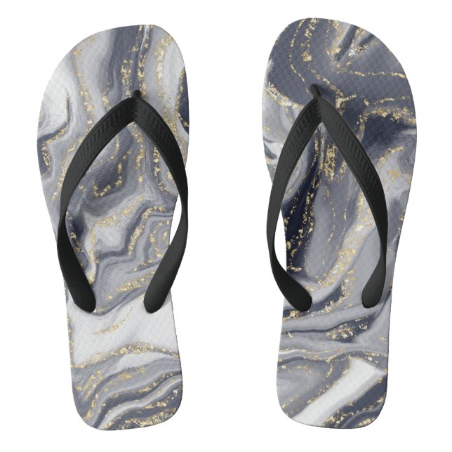 Marbled Grey, White and Gold Jandals (Footbed)