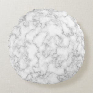 Marbled Grey White Marble Stone Pattern Background Round Cushion