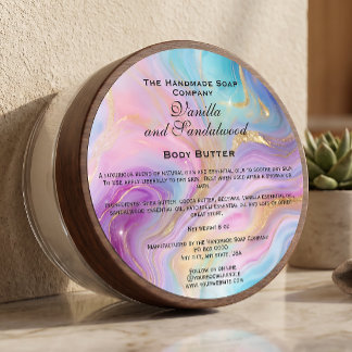 Marbled Holographic and Gold Cosmetics Jar Label
