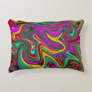 Marbled Hot Pink and Sea Foam Green Abstract Art Decorative Cushion