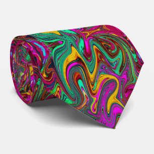 Marbled Hot Pink and Sea Foam Green Abstract Art Tie