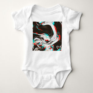 Marbled Ink: Distorted Glitch Texture. Baby Bodysuit