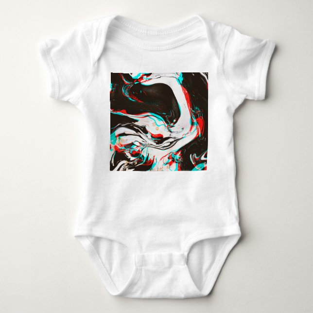 Marbled Ink: Distorted Glitch Texture. Baby Bodysuit (Front)